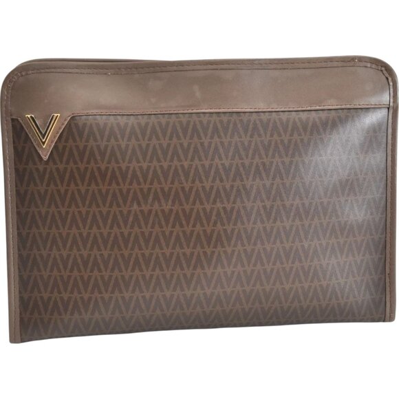 010165BV (L1) Valentino Mario Clutch Bag Brown PVC - Picture 1 of 12